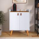 Aparador buffet 2 portas Lais Pés Palito madeira com prateleira cor Branco / Freijó - MJM Casa dos Moveis