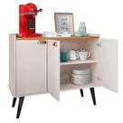 Aparador Buffet 3 Portas Cantinho Café Prateleira Organizadora Puxador Concha Vintage Pés Retrô Decoração Sala Jantar Truzzi - Off/Cinamomo - RPM