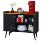 Aparador Buffet 3 Portas Moderno Multiuso Pequeno 90 cm Sala Escritório Wood New-Preto/Cinamomo RPM