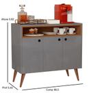 Aparador Buffet 3 Portas Pés Palito de madeira Caique Cores - Comprar Moveis em Casa