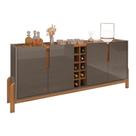 Aparador Buffet 4 Portas 190Cm Cinza Pérola Cedro Com Adega