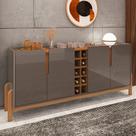Aparador Buffet 4 Portas Belle 190cm Cinza Pérola e Cedro com Adega C02 - D'Rossi