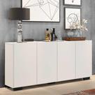 Aparador Buffet 4 Portas c/ Pés Quadrados Veneza Multimóveis Branco/Preto