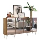 Aparador Buffet 4 Portas com Espelho E Pés Rustic/branco