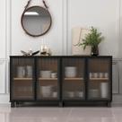 Aparador Buffet 4 Portas de Vidro Canelado 158,2cm com Pés Paris