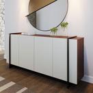 Aparador Buffet 4 Portas Oliwia 160cm Sala Jantar Off/Nogueira/Preto Fosco C04 - D'Rossi