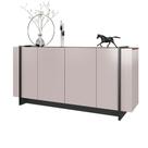 Aparador Buffet 4 Portas Oliwia 160cm Sala Jantar Pé Preto Fosco C04 - D'rossi Cor Off White E Nogueira