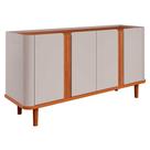 Aparador Buffet 4 Portas Pés de Madeira Retrô para sala de jantar 100% MDF Eva Cimol Off White/Cinamomo