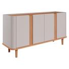 Aparador Buffet 4 Portas Pés de Madeira Retrô para sala de jantar 100% MDF Eva Cimol Off White/Nature