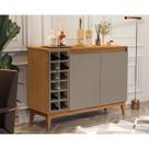 Aparador Buffet Adega 2 Portas MDF Sala Jantar Cantinho Café Bar Moderno Nature 120cm Frete Grátis