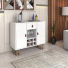 Aparador Buffet Adega Bar Branco/Dourado Estilo Industrial
