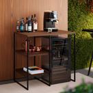 Aparador Buffet Adega Bourbon 95cm Estilo Industrial para Jantar e Área Gourmet - Preto/carvalho