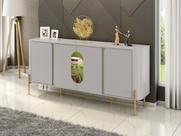 Aparador Buffet Apollo para Sala com Portas de Vidro e LED
