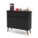 Aparador / Buffet / Balcão / Bancada ZU Modelo Retrô Com Pés em Madeira Maciça 1 gaveta Ampla e 3 Portas Com Prateleira Tampo em MDF Usinado Cor Preto Aparador / Buffet / Balcão / Bancada ZU Modelo Retrô Com Pés em Madeira Maciça 1 gaveta Ampla e 3 Portas Com Prateleira Tampo em MDF Usinado Cor Preto