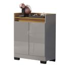 Aparador Buffet Balcão Real 2 Portas escritório cozinha cantinho do café cinzo onix mel Móveis Dlucca