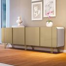 Aparador Buffet Bar Para Sala 04 Portas 220 cm Santiago B01 Off White Champagne Aparador Buffet Bar Para Sala 04 Portas 220 cm Santiago B01 Off White Champagne
