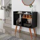 Aparador Buffet Bar Retro Rubi Com Adega / Suporte Pés Palito Cor Preto / Nature - QUALITY MOVEIS Aparador Buffet Bar Retro Rubi Com Adega / Suporte Pés Palito Cor Preto / Nature - QUALITY MOVEIS