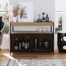 Aparador Buffet Bar York Estilo Industrial 100cm 02 Portas Artesano