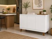 Aparador Buffet Branco 3 Portas para Sala de Jantar Cantinho do Café Armário Organizador Moderno Multiuso Aparador Buffet Branco 3 Portas para Sala de Jantar Cantinho do Café Armário Organizador Moderno Multiuso