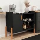Aparador Buffet Cantinho do Café 1 Porta Preto Moderno Estilo Industrial
