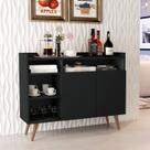 Aparador Buffet com 2 Portas e Pés em Madeira Maciça