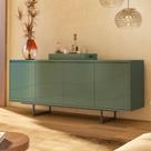 Aparador Buffet com bandeja de vidro 4 Portas com Pés de Metal Serra do Mar Artely