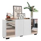 Aparador Buffet com Espelho e Pés Quadrados Branco/preto Aparador Buffet com Espelho e Pés Quadrados Branco/preto