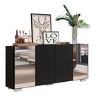 Aparador Buffet com Espelho e Pés Quadrados Preto/branco Aparador Buffet com Espelho e Pés Quadrados Preto/branco