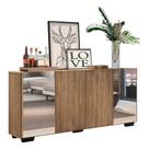 Aparador Buffet com Espelho e Pés Quadrados Rustic/preto Aparador Buffet com Espelho e Pés Quadrados Rustic/preto