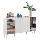 Aparador Buffet com Espelho e Pés Retrô Branco Aparador Buffet com Espelho e Pés Retrô Branco