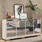 Aparador Buffet com Espelho Multimóveis Vegas com 4 Portas FG3560 Branco/Natural