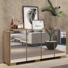 Aparador Buffet com Espelho Multimóveis Vegas com 4 Portas FG3560 Rustic/Natural
