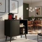 Aparador Buffet Compacto Com Porta De Correr E 3 Prateleiras