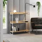 Aparador Buffet Córdoba 95cm Industrial 3 Prateleiras para Barzinho Gourmet Sala - Branco/castanho