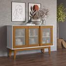 Aparador Buffet Detroit 3 Portas Branco/Nature - Tebarrot Aparador Buffet Detroit 3 Portas Branco/Nature - Tebarrot