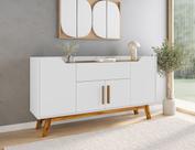 Aparador Buffet Future Retro Pés em Madeira-Branco/Cinamomo