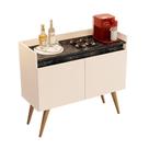 Aparador Buffet Gold Marmorizado 2 Portas Pés Madeira Maciça