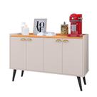 Aparador Buffet Kiev Cantinho Café 4 Portas Puxador Concha Prateleira Pés Retrô - Off White/Cinamomo Aparador Buffet Kiev Cantinho Café 4 Portas Puxador Concha Prateleira Pés Retrô - Off White/Cinamomo