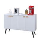 Aparador Buffet Kiev Cantinho Café Decoração Sala Jantar Estar Cozinha 4 Portas Puxador Concha Prateleira Interna Organizadora - RPM Móveis Aparador Buffet Kiev Cantinho Café Decoração Sala Jantar Estar Cozinha 4 Portas Puxador Concha Prateleira Interna Organizadora - RPM Móveis