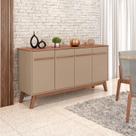 Aparador Buffet Opala Design Retrô Tampo MDF25mm Chanfrado Cor:Freijo/Fendi