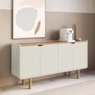 Aparador Buffet Orgânico Curvo 4 Portas 160cm 100% BP com Pés Cilíndricos em Madeira Maciça Aura Aparador Buffet Orgânico Curvo 4 Portas 160cm 100% BP com Pés Cilíndricos em Madeira Maciça Aura