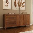 Aparador Buffet Para Sala de Jantar 2 Portas 4 Gavetas 165cm Madeira Maciça Dunia F06 Rústico Escuro - Lyam Decor Aparador Buffet Para Sala de Jantar 2 Portas 4 Gavetas 165cm Madeira Maciça Dunia F06 Rústico Escuro - Lyam Decor