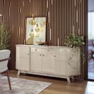 Aparador Buffet para Sala de Jantar 2 Portas Flexíveis Curvo 2 Gavetas Monaco