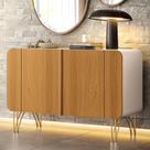 Aparador Buffet Para Sala de Jantar 2 Portas Orgânico Pozzi B01 Off White Cinamomo - Lyam Decor