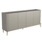 Aparador Buffet Para Sala de Jantar 4 Portas Pés Industrial Dourado Naim I03 Grigio - Lyam Decor