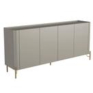 Aparador Buffet Para Sala de Jantar 4 Portas Pés Industrial Dourado Naim I03 Grigio - Lyam Decor