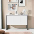 Aparador Buffet para Sala Industrial Oslo Branco Preto