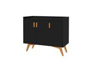 Aparador Buffet Retrô 3 Portas Classic Preto - Móvebrinque