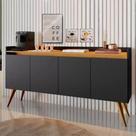 Aparador Buffet Retrô 4 Portas Gold - Preto/Mel
