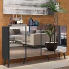 Aparador Buffet Retrô com Espelho Multimóveis Veneza com 4 Portas FG3559 Preto